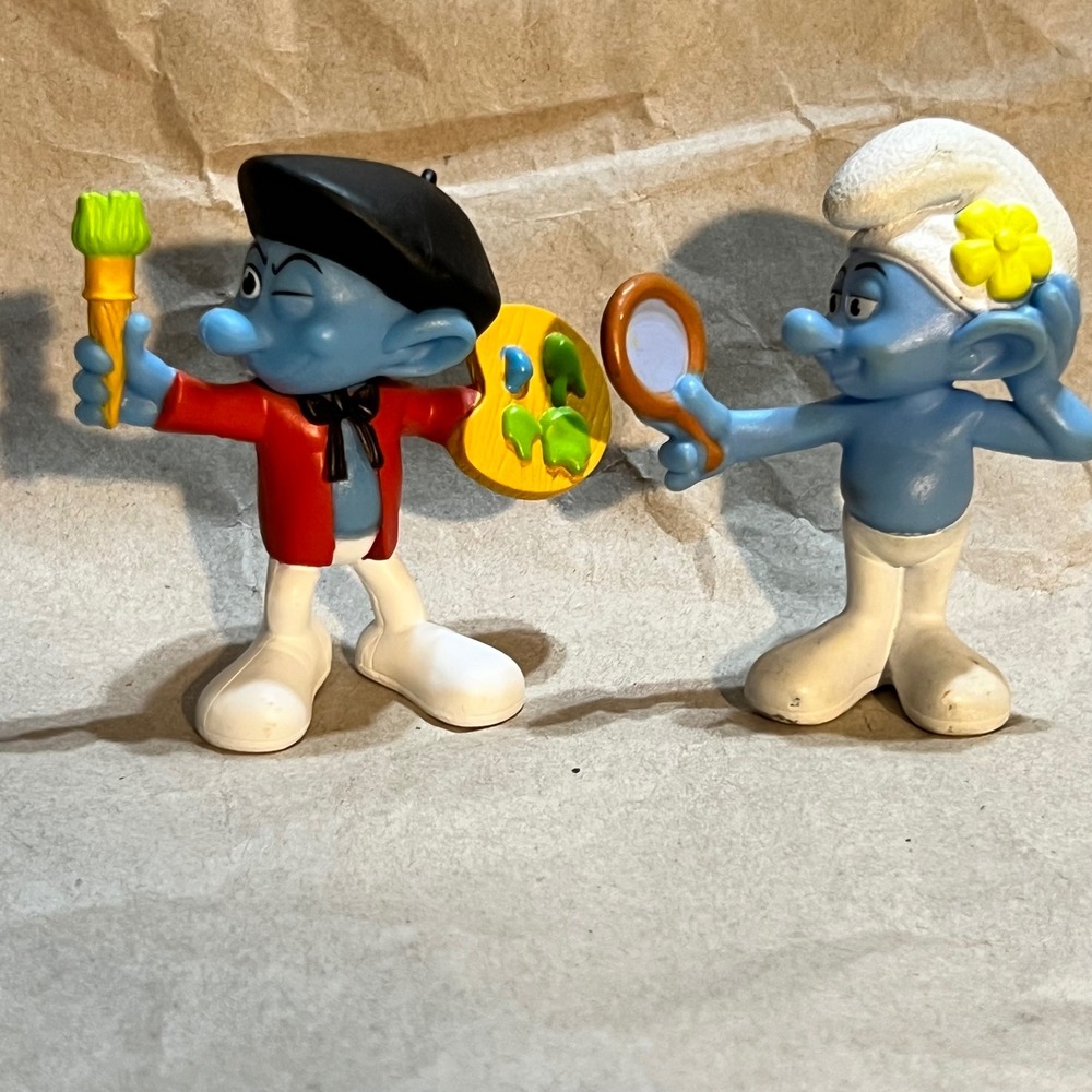 Peyo Smurfs 2011 Painter & Vanity Figures Blue McDonald's Movie Toys Set